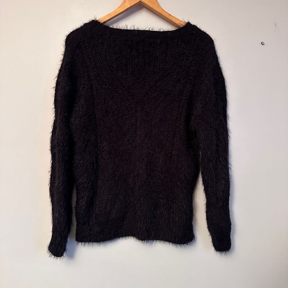 Philosophy Black Fuzzy Cable Knit Sweater S